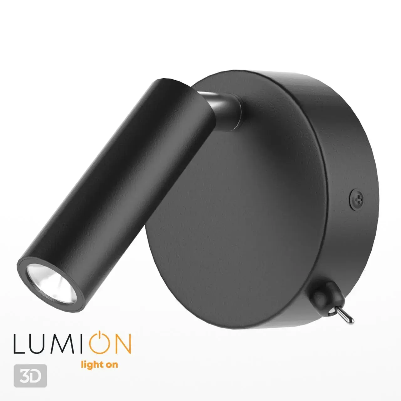 Бра Lumion матовый черный с выступающим спотом и поворотным механизмом в стиле минимализм, ракурс 3