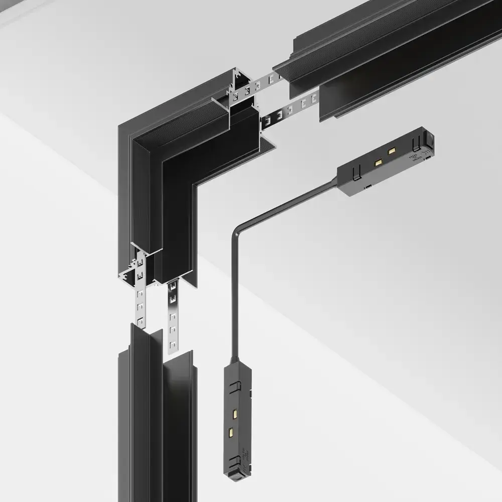 Коннектор Maytoni ACCESSORIES FOR TRACKS — магнитные, черный, ракурс 2