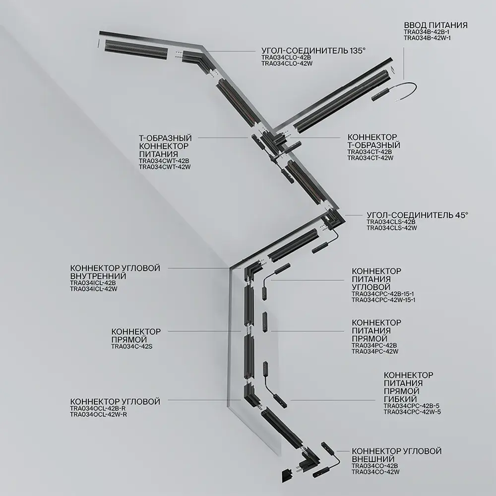 Шинопровод Maytoni BUSBAR TRUNKINGS EXILITY — магнитные, белый, ракурс 4