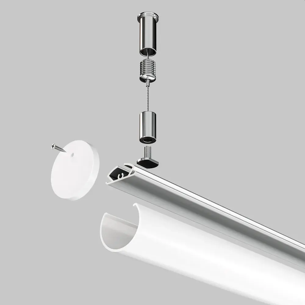 Алюминиевый профиль подвесной D30 (Серебро, 2 м), ALM-D30-S-2M