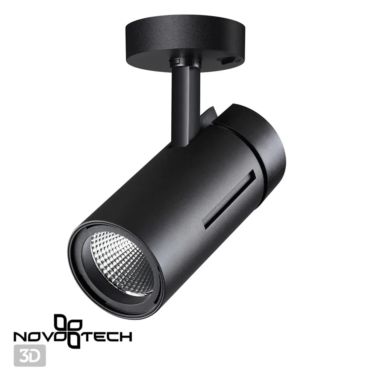 Накладной точечный светильник Novotech матовый черный из металла со строгим геометрическим силуэтом, ракурс 4