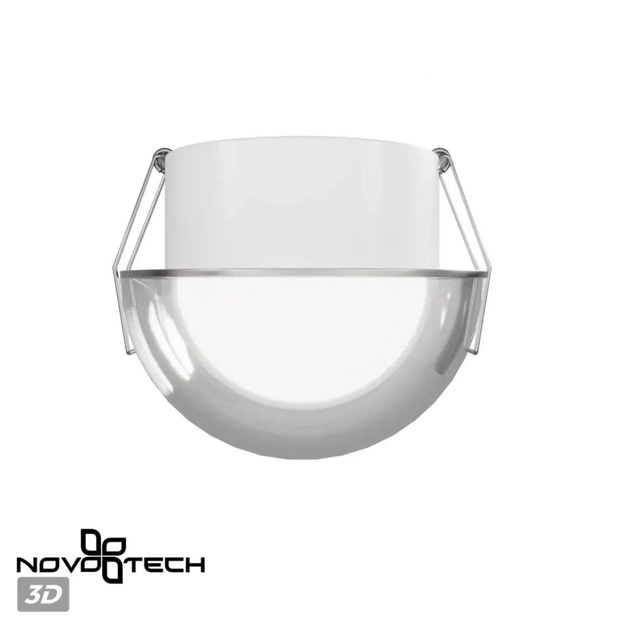 Встраиваемый точечный светильник Novotech матовый белый корпус, прозрачный акрил, минималистичная форма, ракурс 4