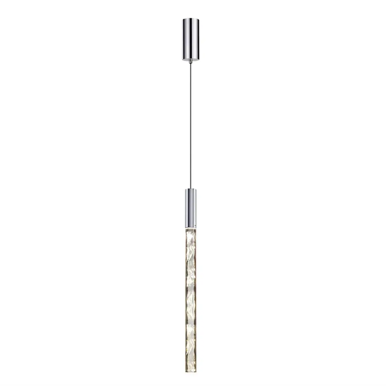 Подвесной светильник хром и прозрачный хрусталь в стиле Арт-деко, имитация орнамента пера, ракурс 2