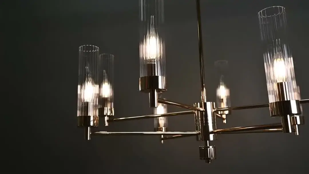 Видеообзор — Бра Lumion в золотом цвете с прозрачным стеклянным плафоном и декоративным металлическим барабаном