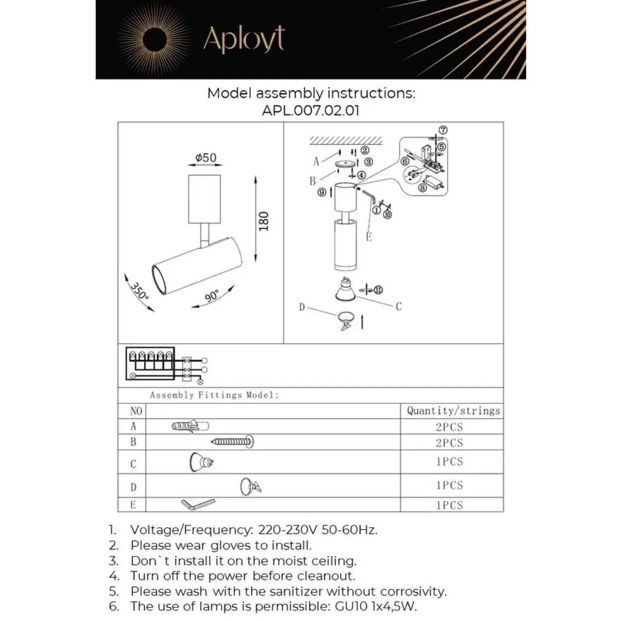 Точечный светильник Aployt APL.007.02.01 BERENIS — белый