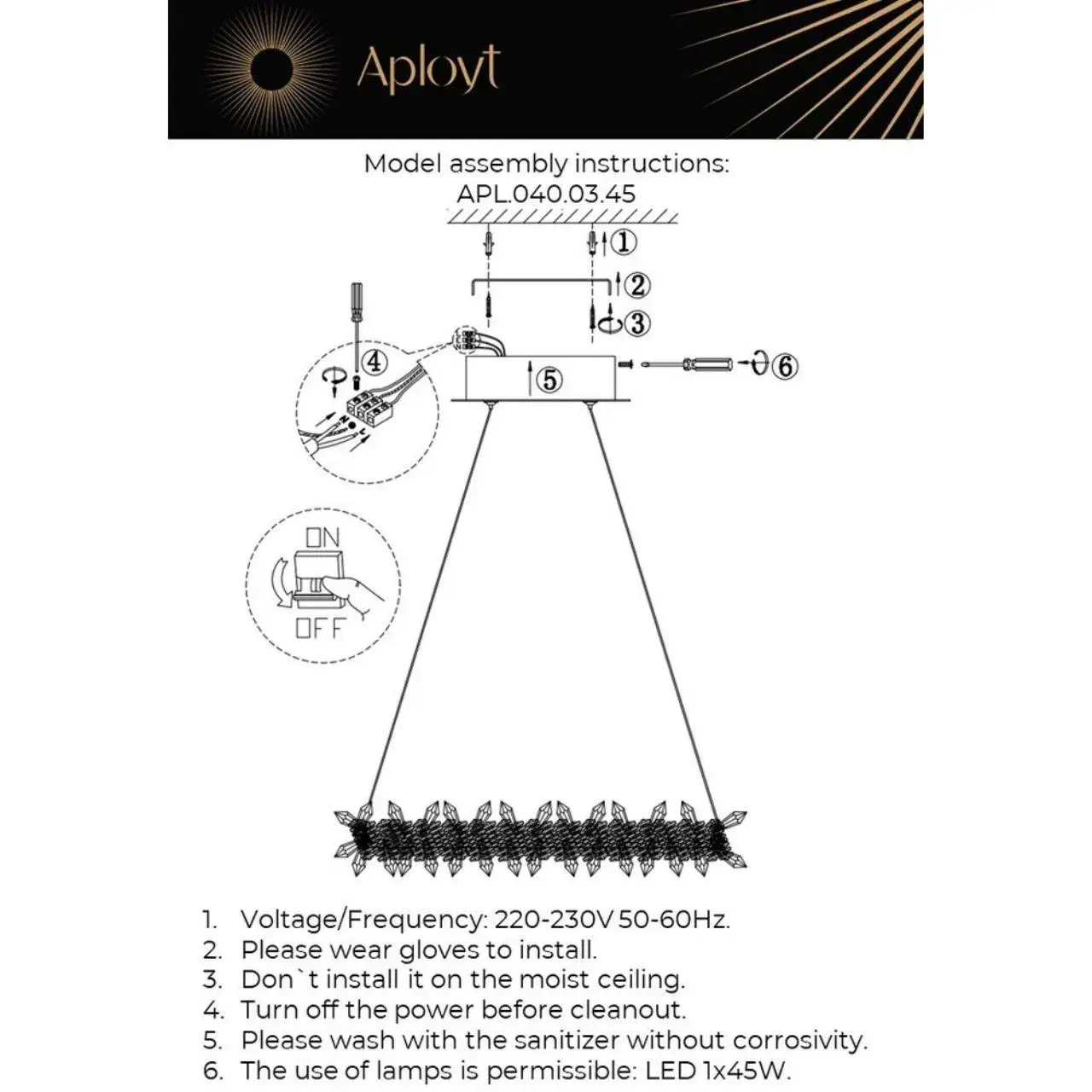 Светильник Aployt APL.040.03.45 MERION — золотой