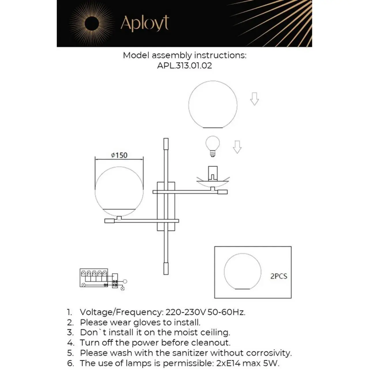 Бра Aployt APL.313.01.02 KRISTINA — латунь