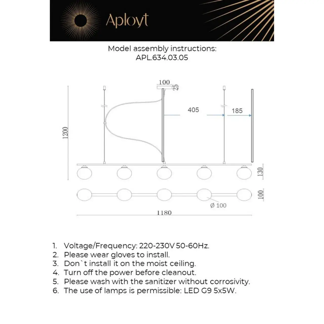 Светильник Aployt APL.634.03.05 SYLWIA — черный