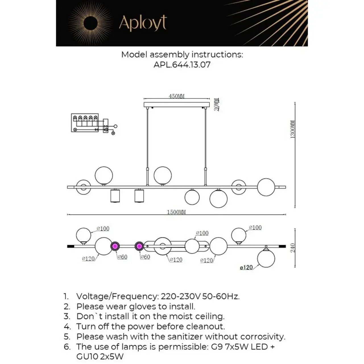 Светильник Aployt APL.644.13.07 KLAUDIA — черный