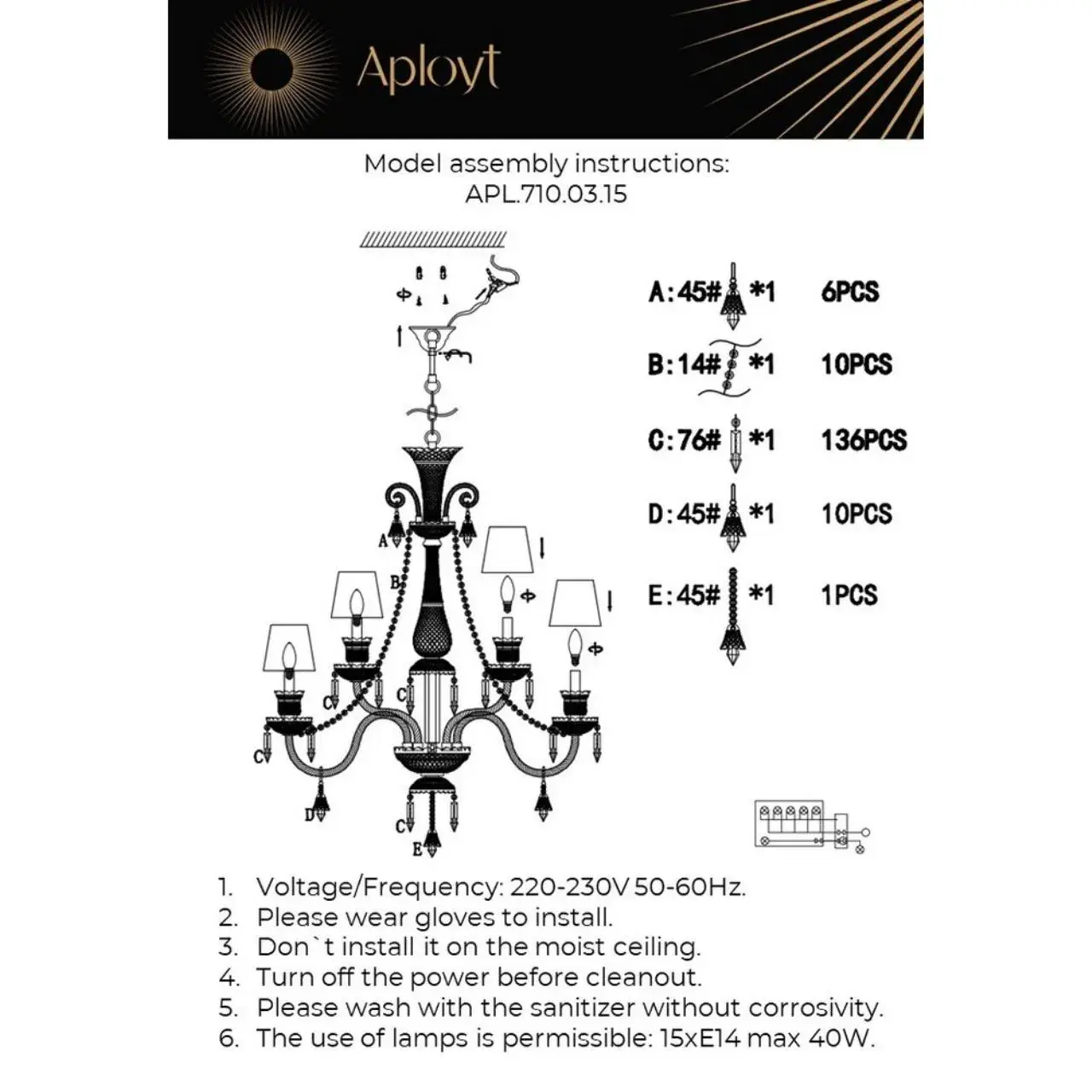 Люстра Aployt APL.710.03.15 LARA — хром
