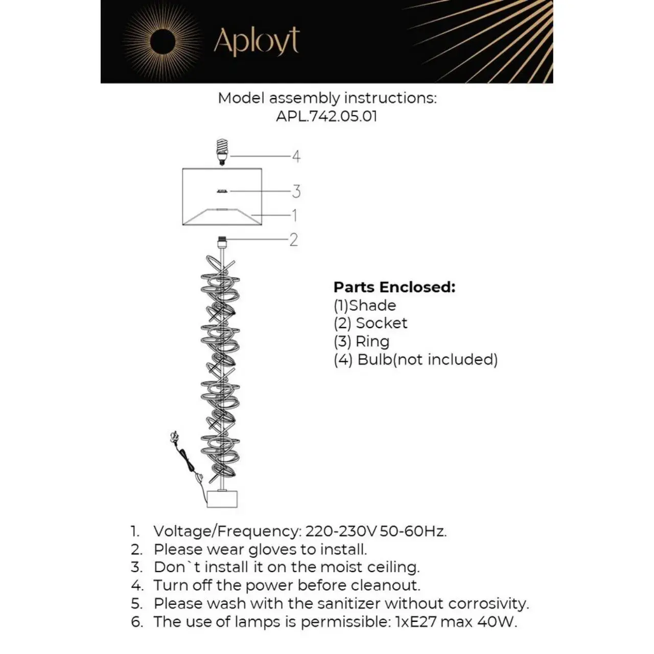 Торшер Aployt APL.742.05.01 IWONA — черный