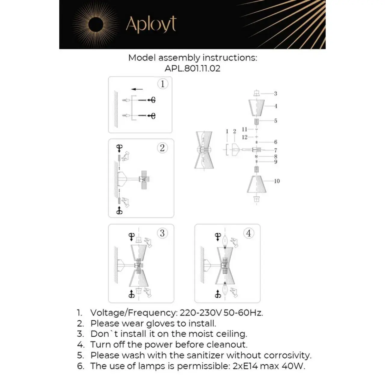 Бра Aployt APL.801.11.02 ELINOR — хром