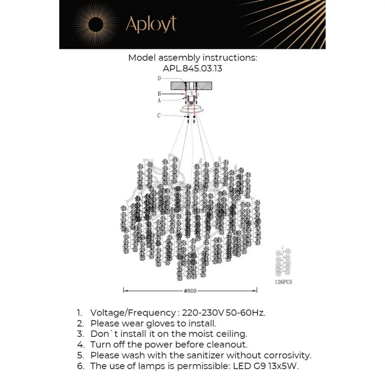 Люстра Aployt APL.845.03.13 AURORA — золотой