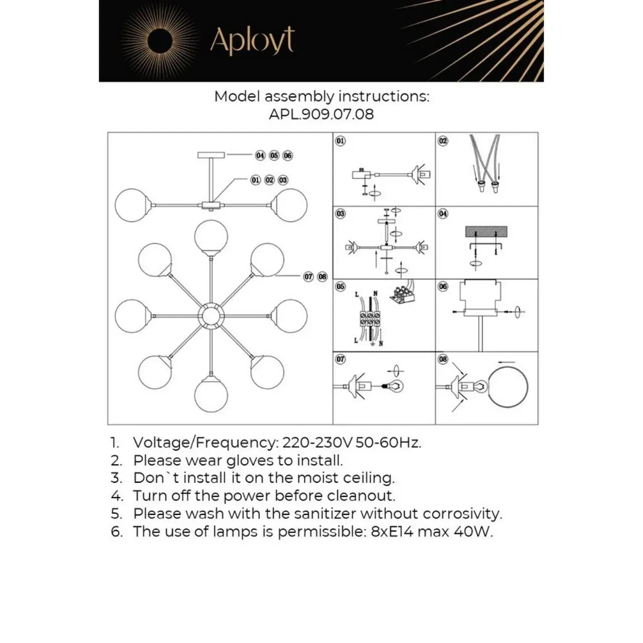 Люстра Aployt APL.909.07.08 BETA — латунь