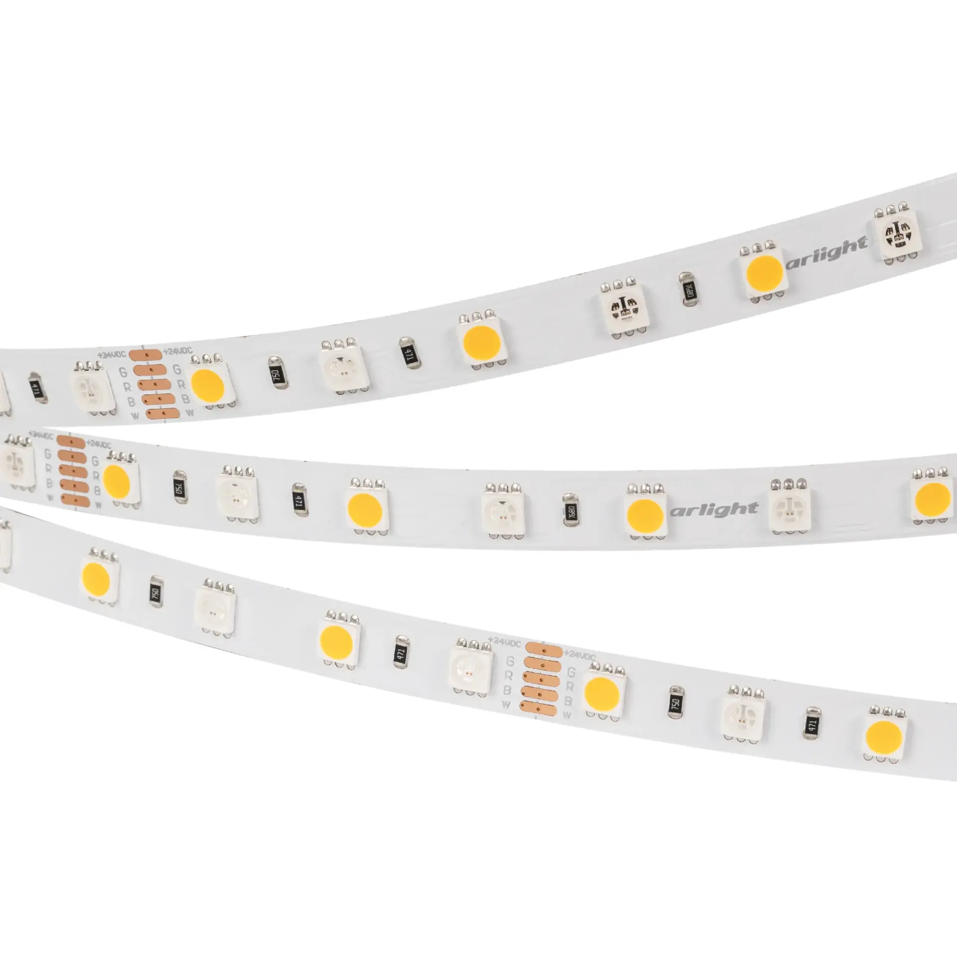 Светодиодная лента RT-B60-10mm 24V RGBW-White (14.4 W/m, IP20, 5060, 5m), ракурс 2