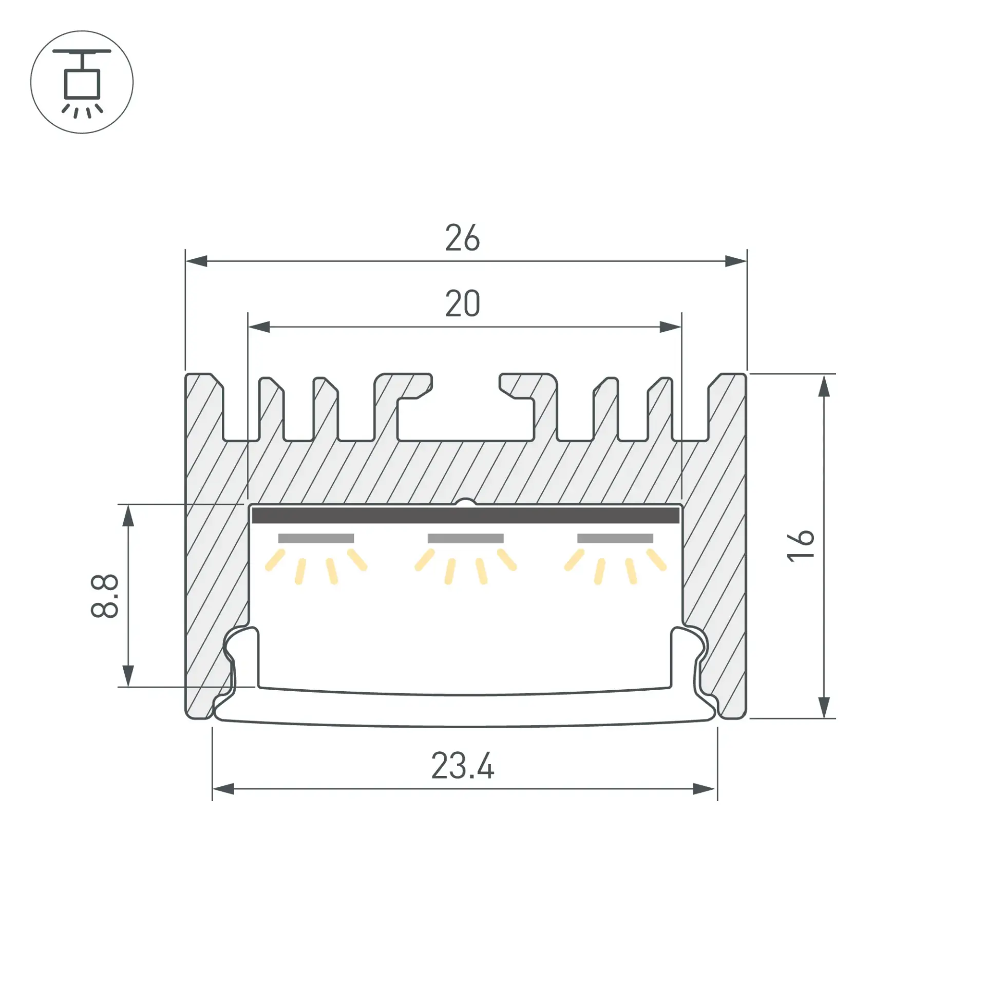 Профиль ARH-LINE-1726-2000 ANOD, ракурс 3