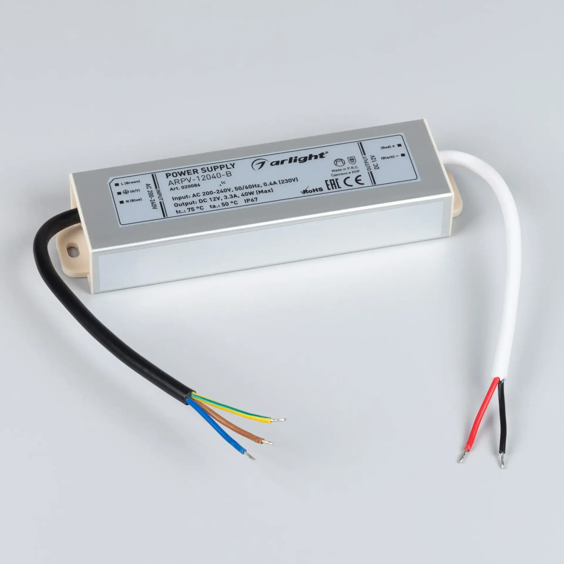 Блок питания ARPV-12040-B (12V, 3.3A, 40W), ракурс 2