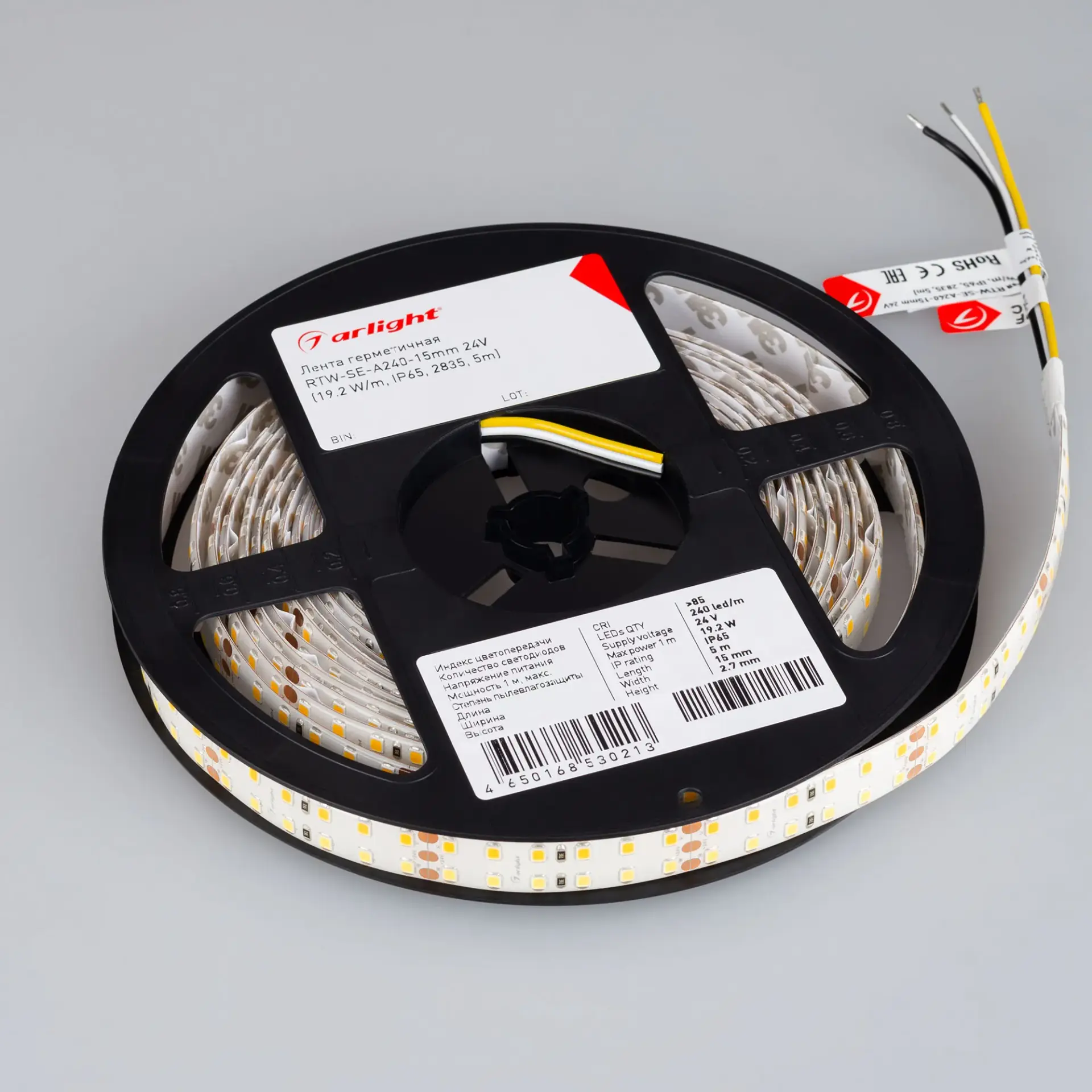 Светодиодная лента герметичная RTW-SE-A240-15mm 24V White-MIX (19.2 W/m, IP65, 2835, 5m)