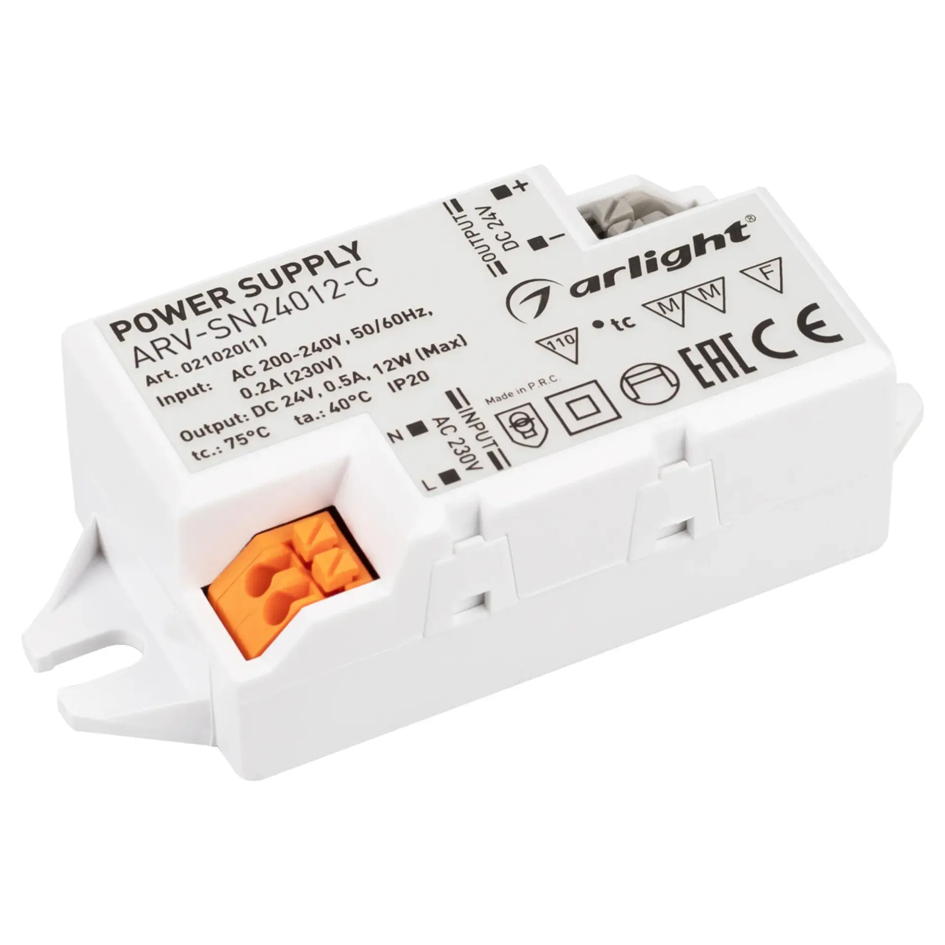 Блок питания ARV-SN24012-C (24V, 0.5A, 12W)