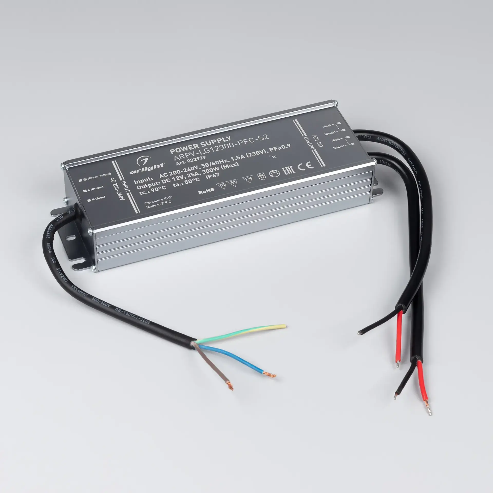 Блок питания ARPV-LG12300-PFC-S2 (12V, 25.0A, 300W), ракурс 2