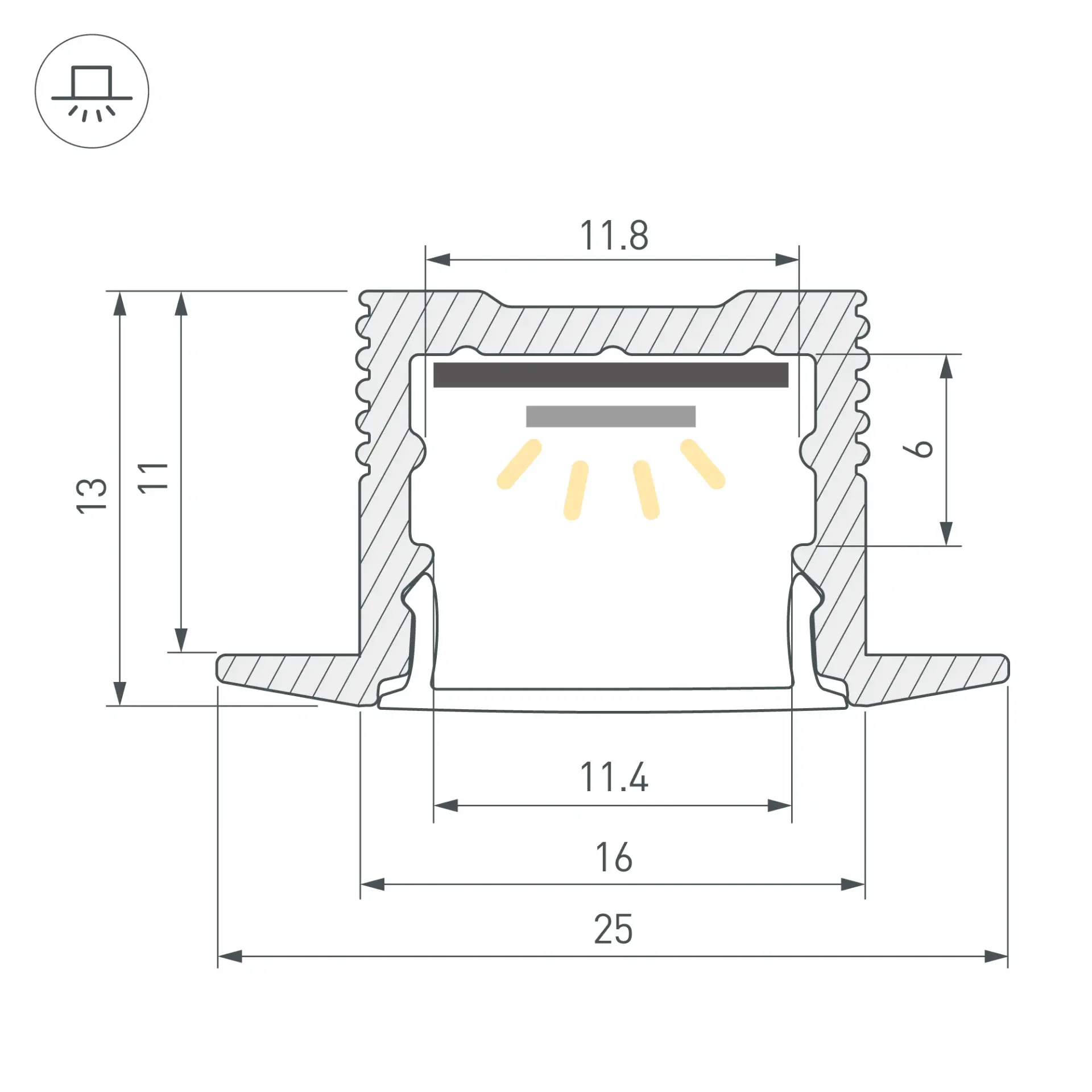 Профиль SL-SLIM-H13M-F25-2000 ANOD, ракурс 3