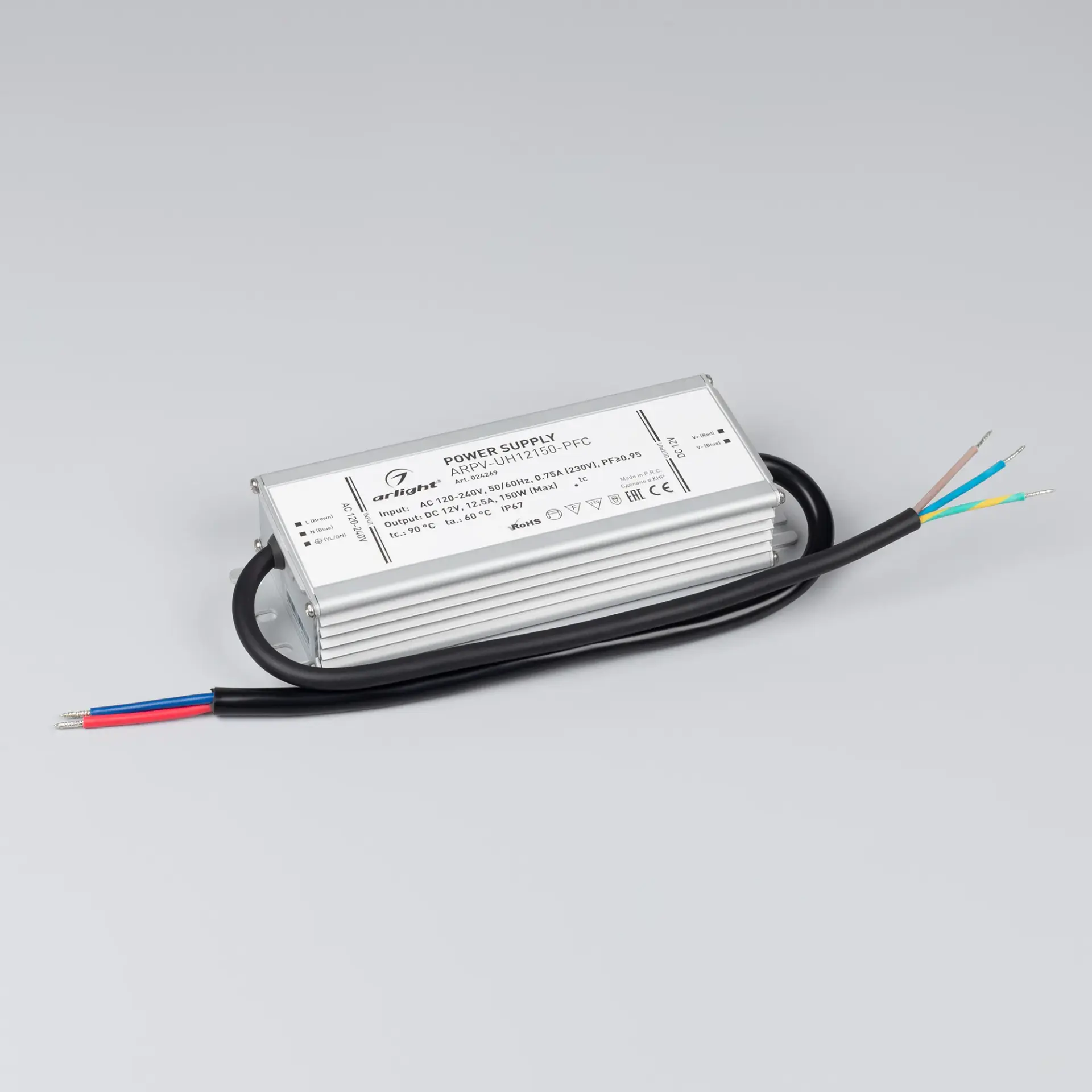Блок питания ARPV-UH12150-PFC (12V, 12.5A, 150W), ракурс 2