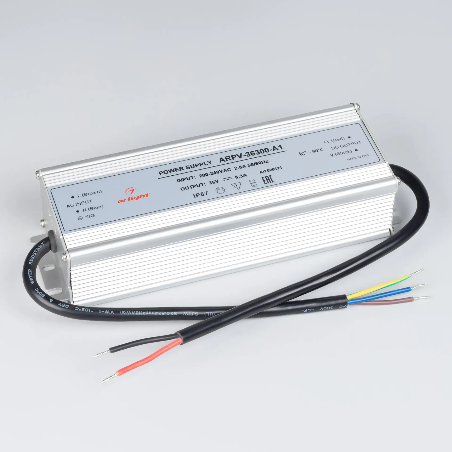 Блок питания ARPV-36300-A1 (36V, 8.3A, 300W), ракурс 2