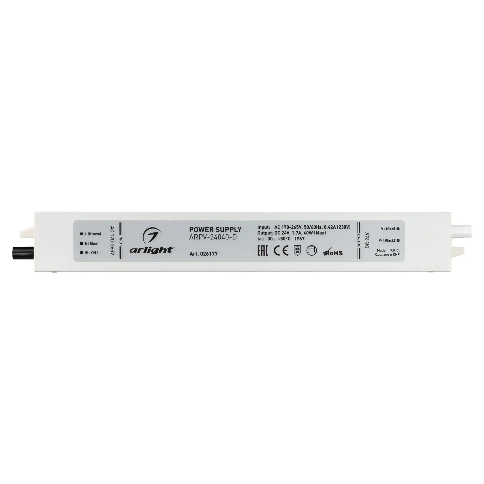 Блок питания ARPV-24040-D (24V, 1.7A, 40W), ракурс 2