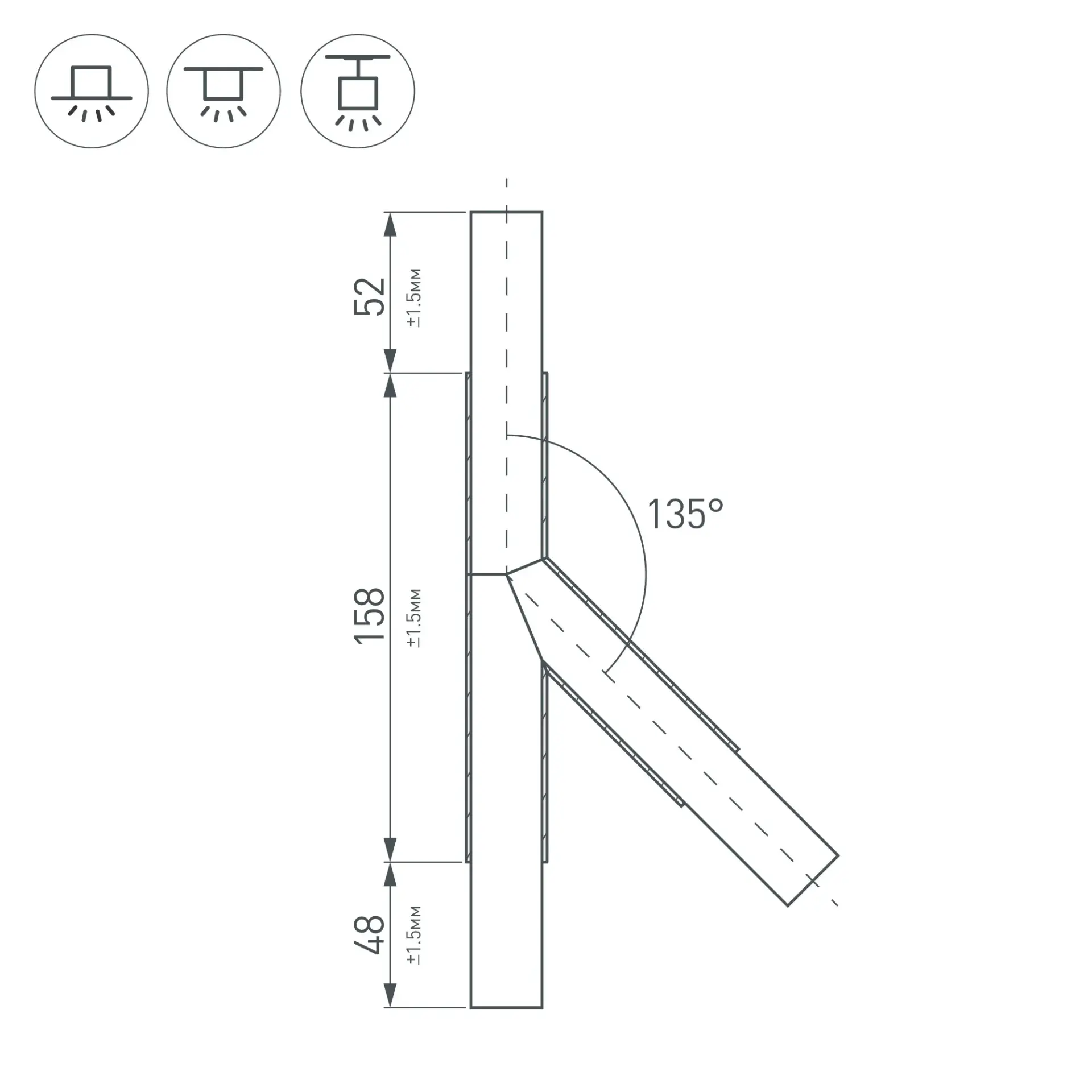 Тройник PLS-LOCK-H25-T135L левый (с экраном MAT-L)
