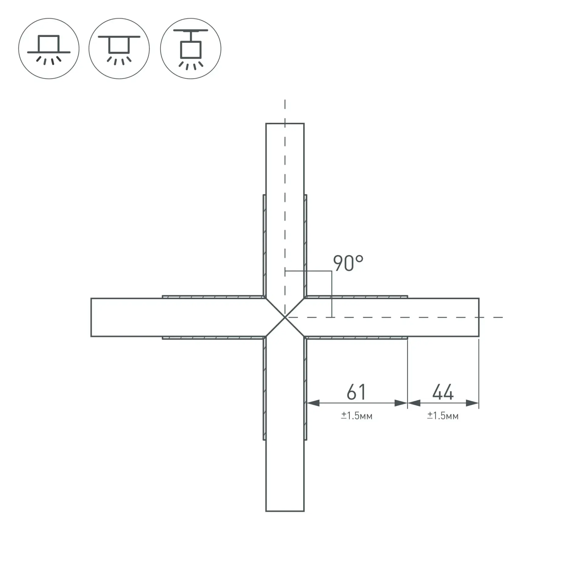 Крестовина PLS-LOCK-H25-Х90 (с экраном MAT-L)