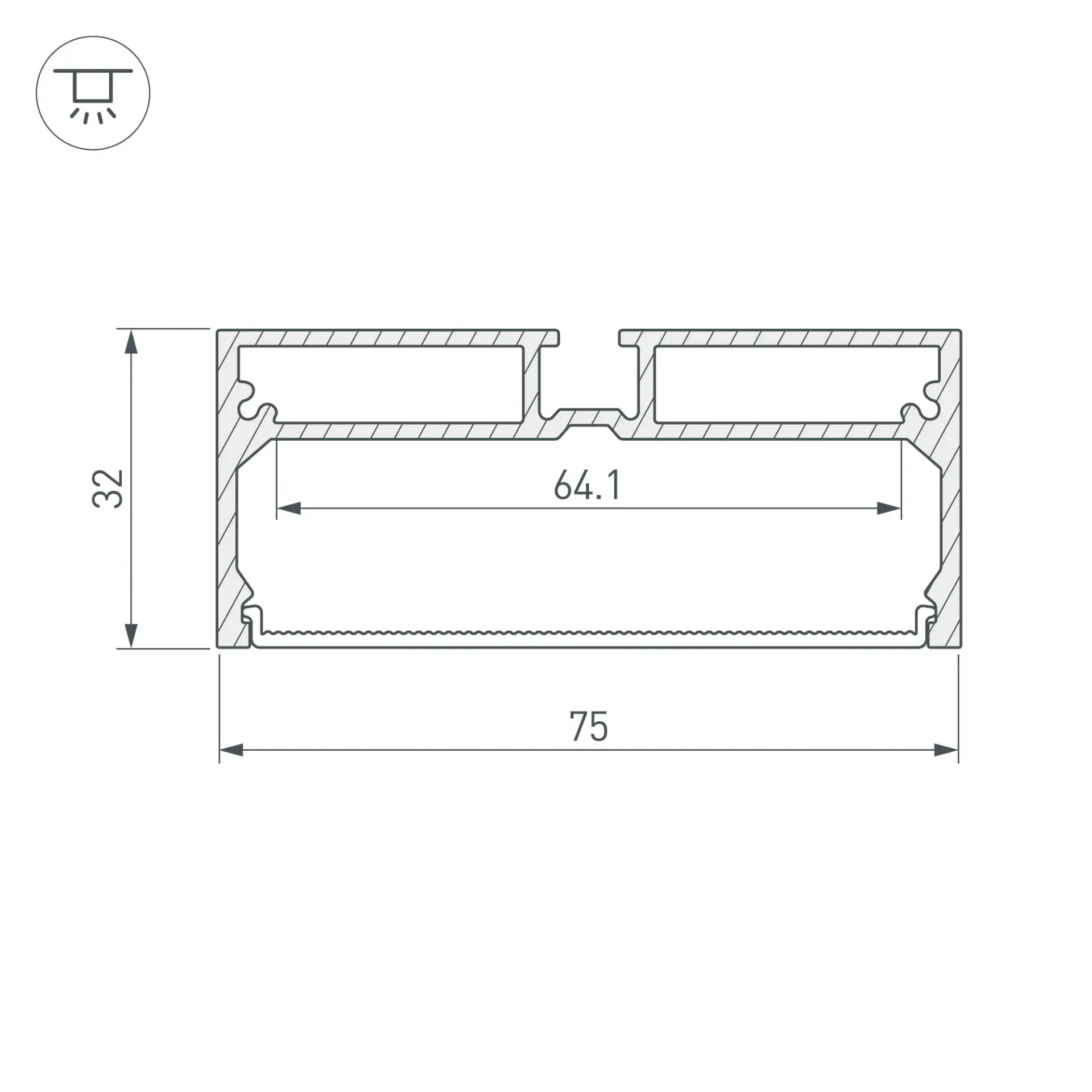 Профиль с экраном SL-LINE-7532-2000 ANOD, ракурс 3