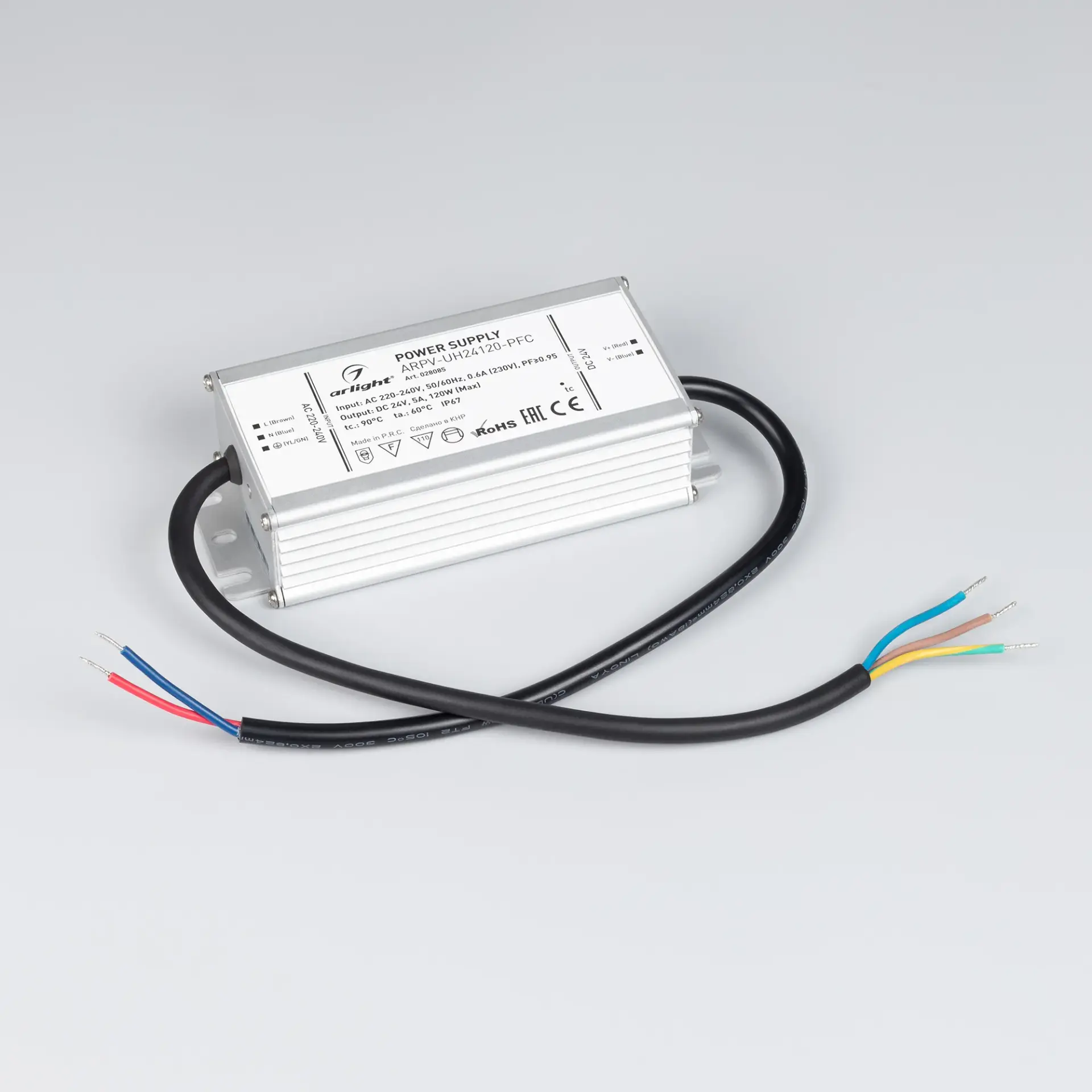 Блок питания ARPV-UH24120-PFC (24V, 5.0A, 120W), ракурс 2