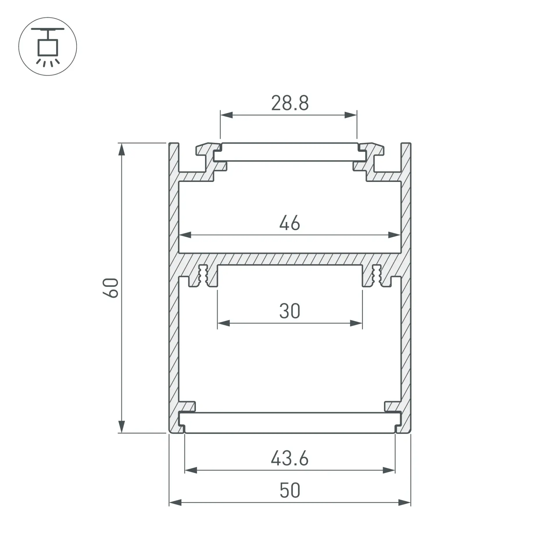Профиль SL-ARC-5060-D1000-A45 BLACK (дуга 1 из 8), ракурс 3