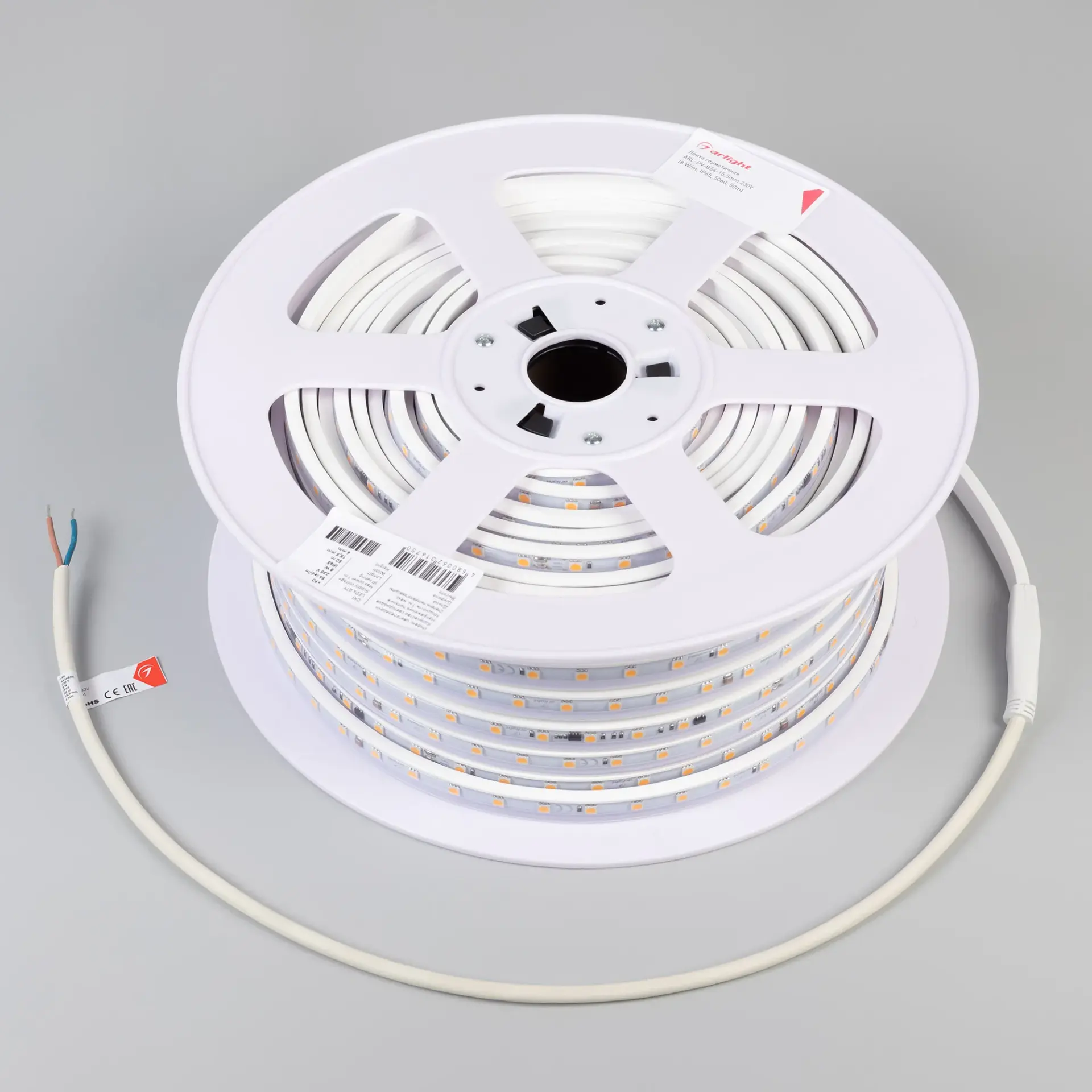 Светодиодная лента герметичная ARL-PV-B54-15.5mm 230V White6000 (8 W/m, IP65, 5060, 10m)