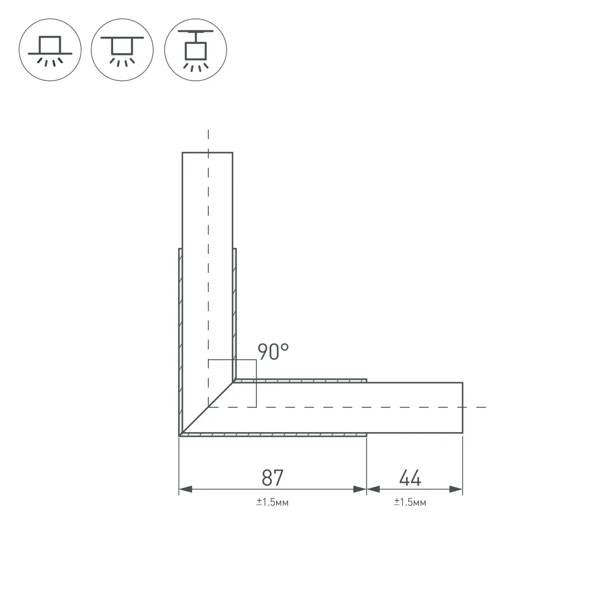 Угол PLS-LOCK-H25-L90 BLACK (с экраном MAT-L)
