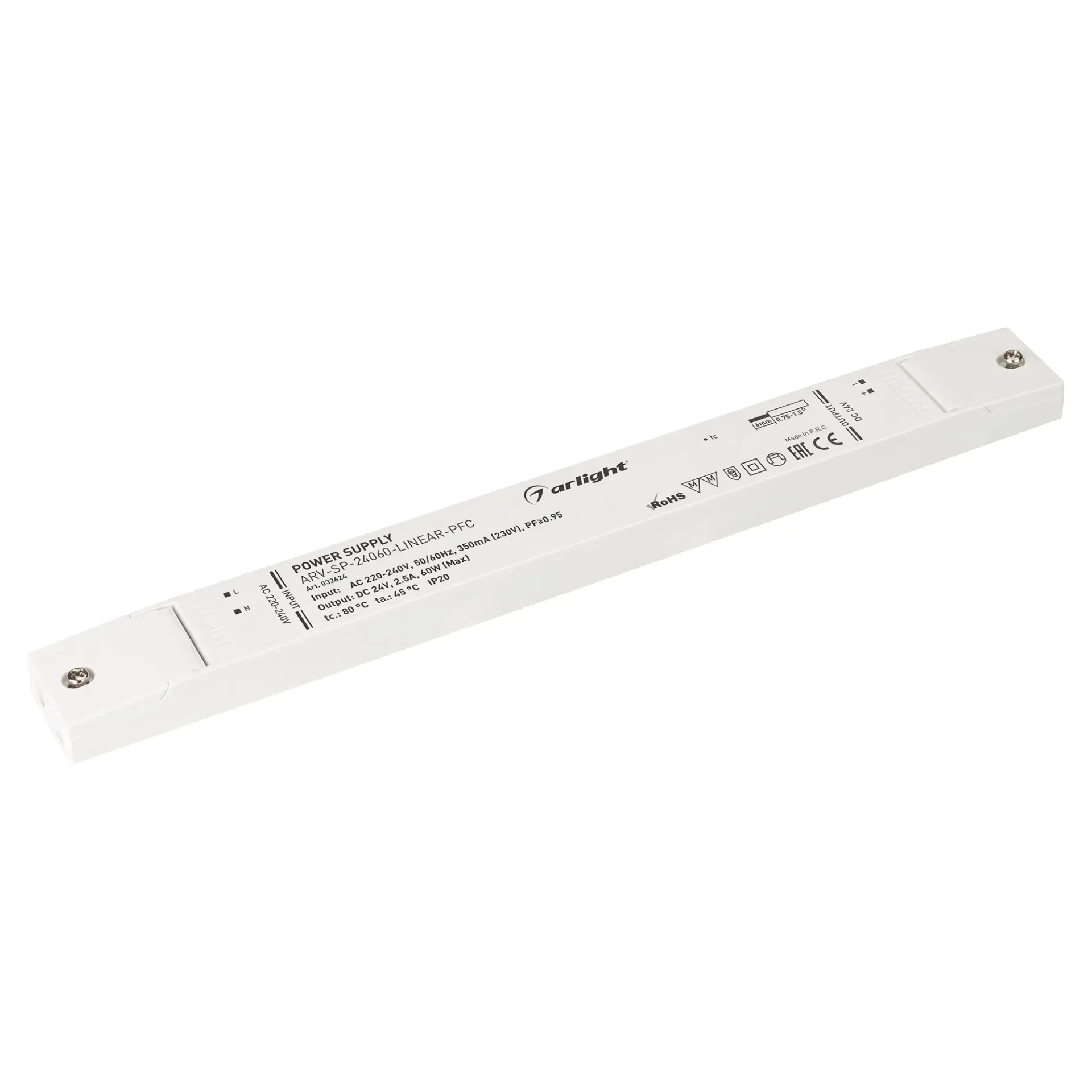 Блок питания ARV-SP-24060-LINEAR-PFC (24V, 2.5A, 60W)