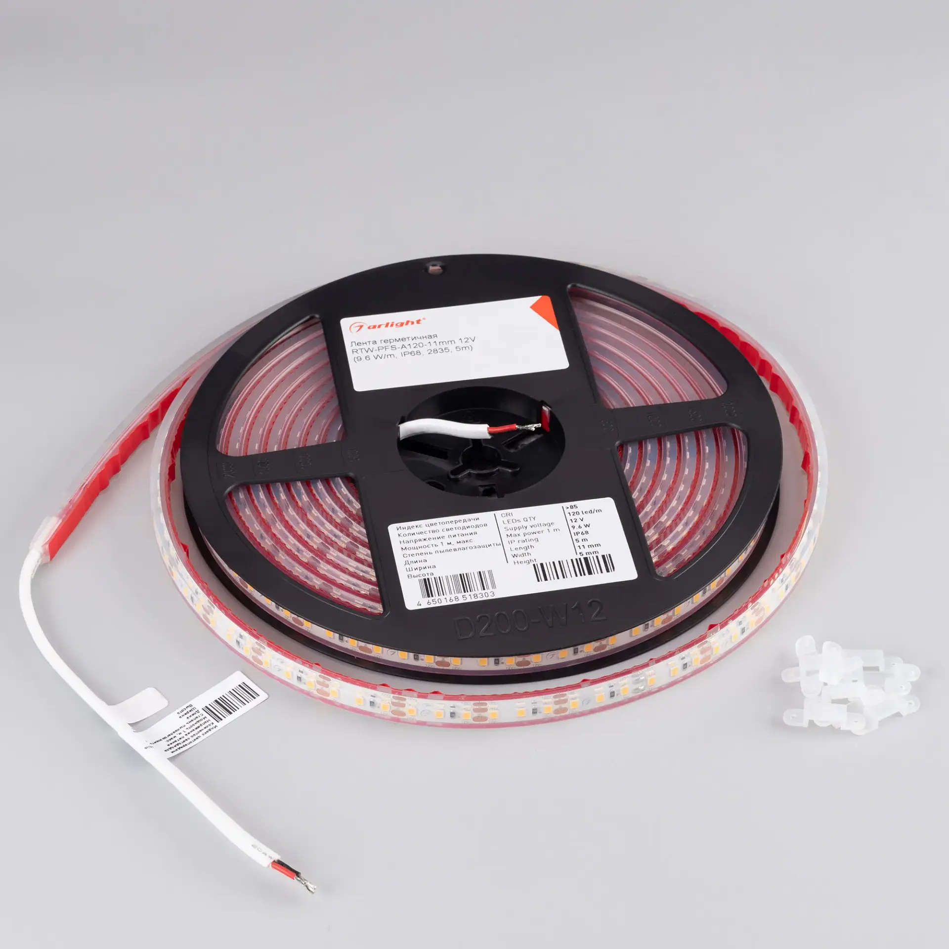 Светодиодная лента герметичная RTW-PFS-A120-11mm 12V Day4000 (9.6 W/m, IP68, 2835, 5m)