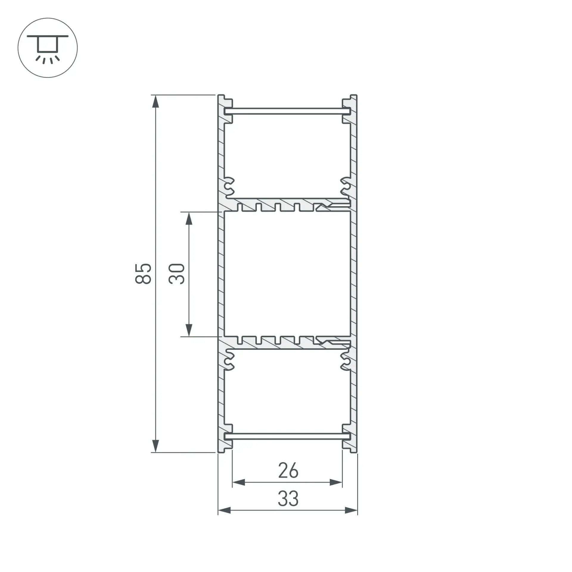 Профиль ARH-WALL-3385-DUAL-2000 ANOD, ракурс 4