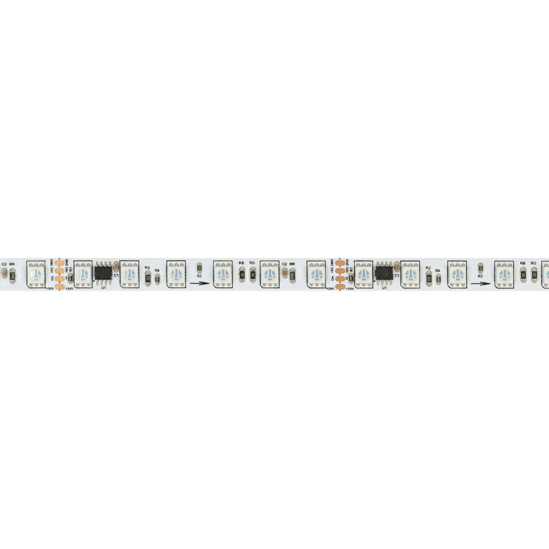 Светодиодная лента DMX-B72-10mm 24V RGB-PX6 (16 W/m, IP20, 5060, 5m), ракурс 4