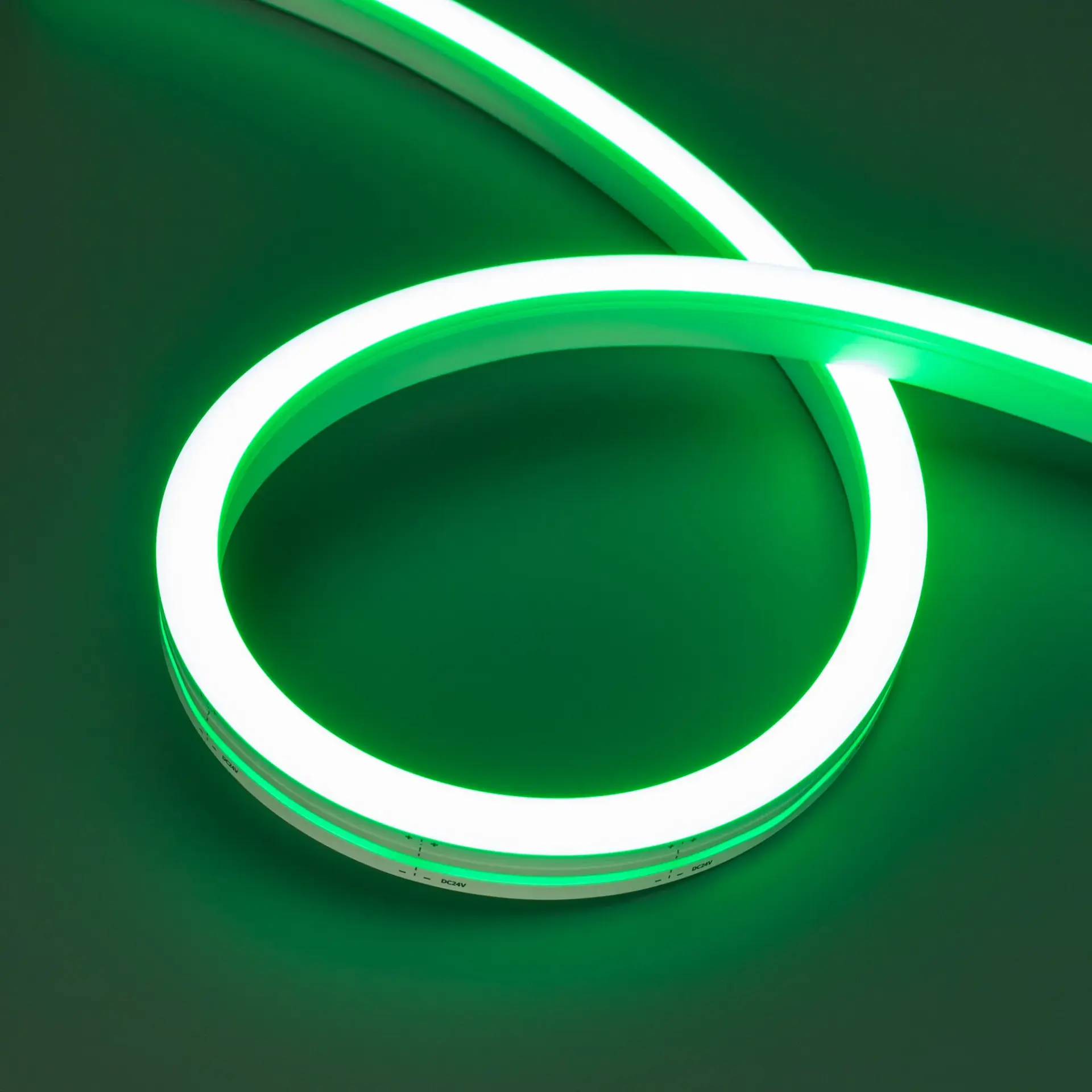 Гибкий неон MOONLIGHT-SIDE-A140-12x17mm 24V Green (8 W/m, IP67, 5m, wire x2)