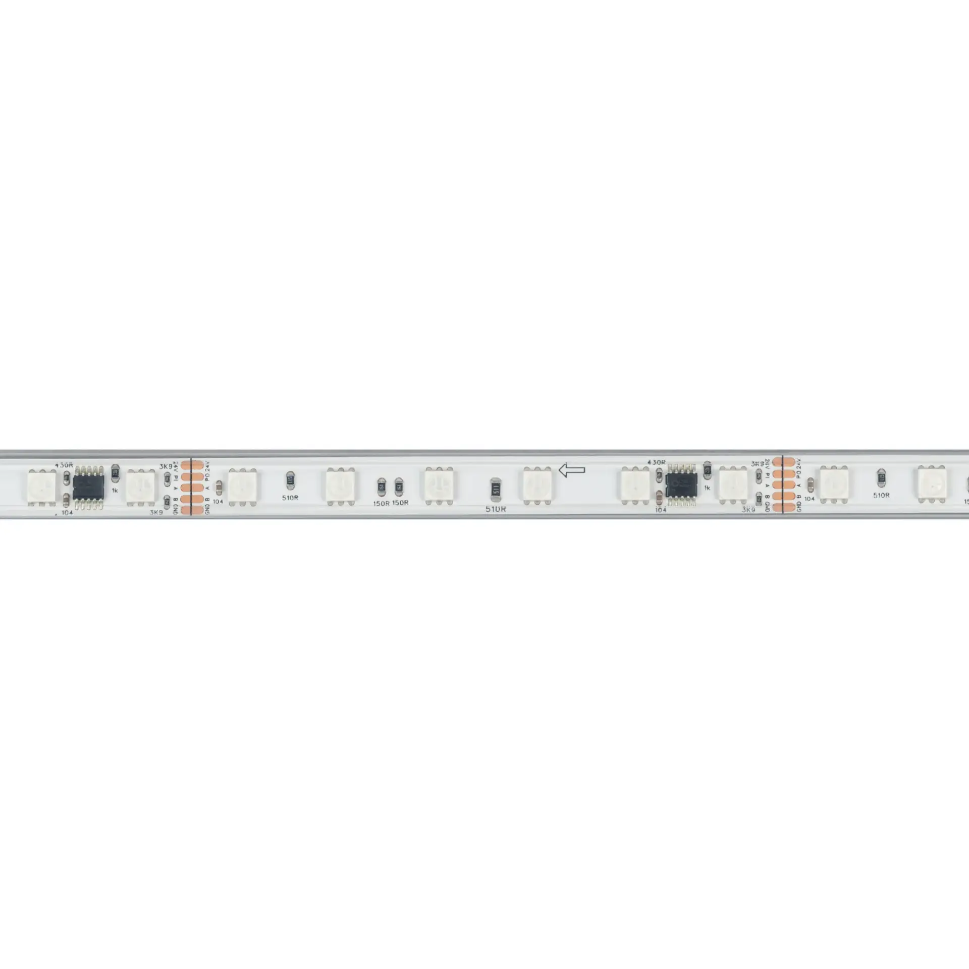 Светодиодная лента герметичная DMX-PS-B60-12mm 24V RGB-PX6 (14 W/m, IP67, 5060, 5m), ракурс 2