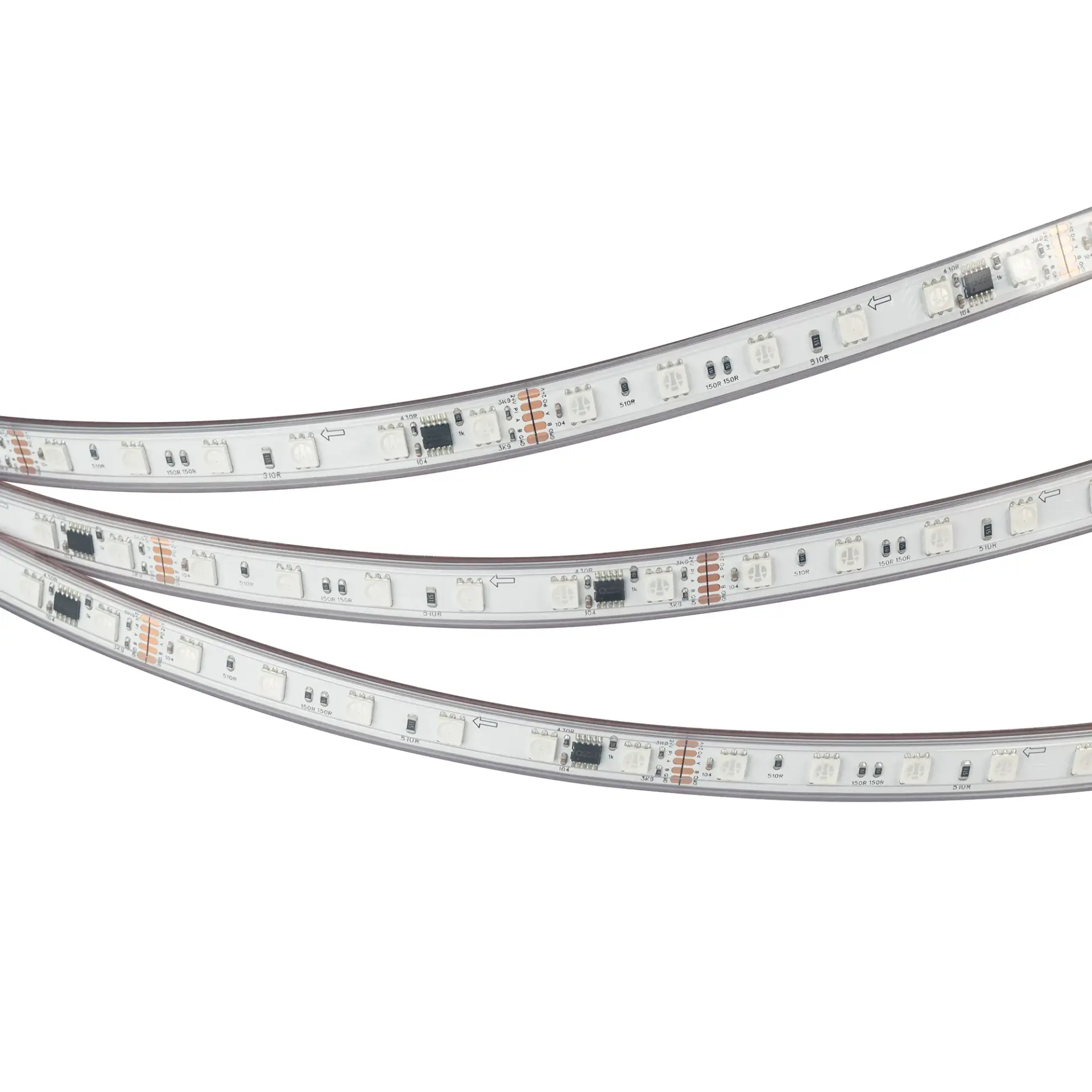 Светодиодная лента герметичная DMX-PS-B60-12mm 24V RGB-PX6 (14 W/m, IP67, 5060, 5m), ракурс 3