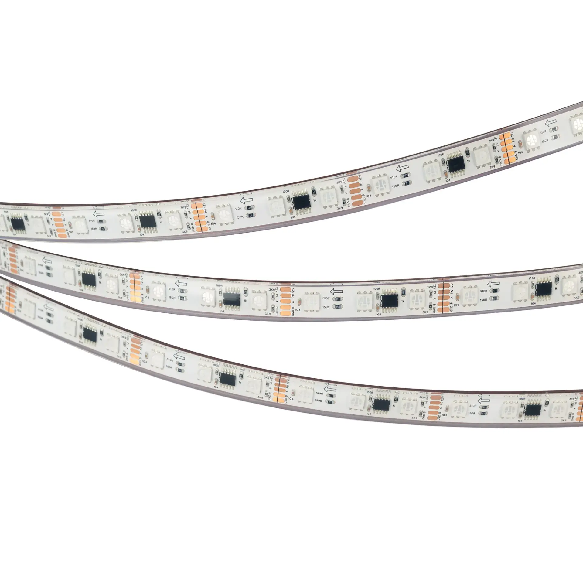 Светодиодная лента герметичная DMX-PS-B60-12mm 12V RGB-PX3 (14 W/m, IP67, 5060, 5m), ракурс 4