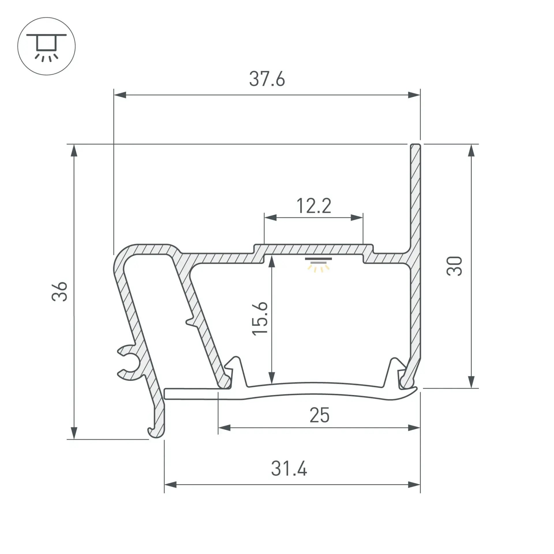 Профиль STRETCH-S-30-WALL-SIDE-2000 (STEP), ракурс 3