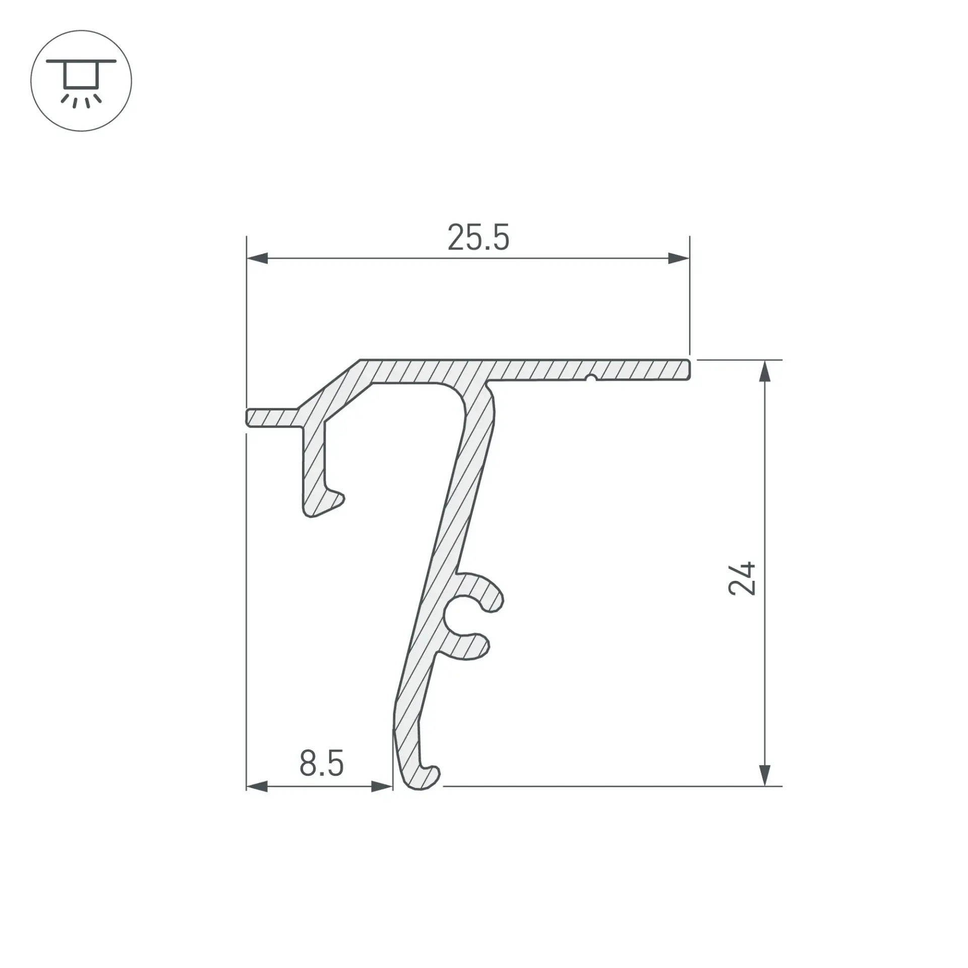 Профиль STRETCH-SHADOW-TECH-CEIL-2000 BLACK (A2-DELTA), ракурс 2