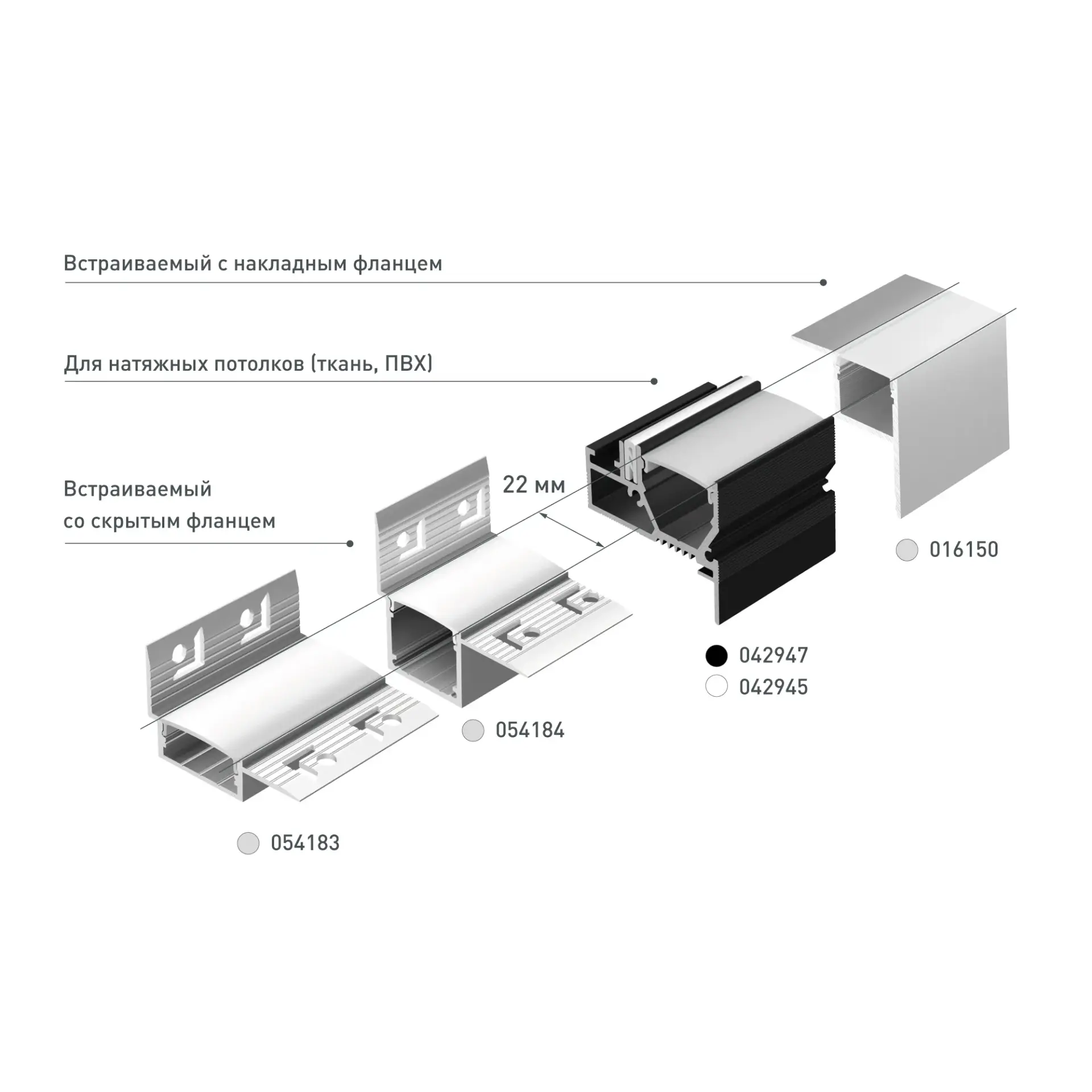 Профиль STRETCH-20-WALL-D-SIDE-2000 WHITE