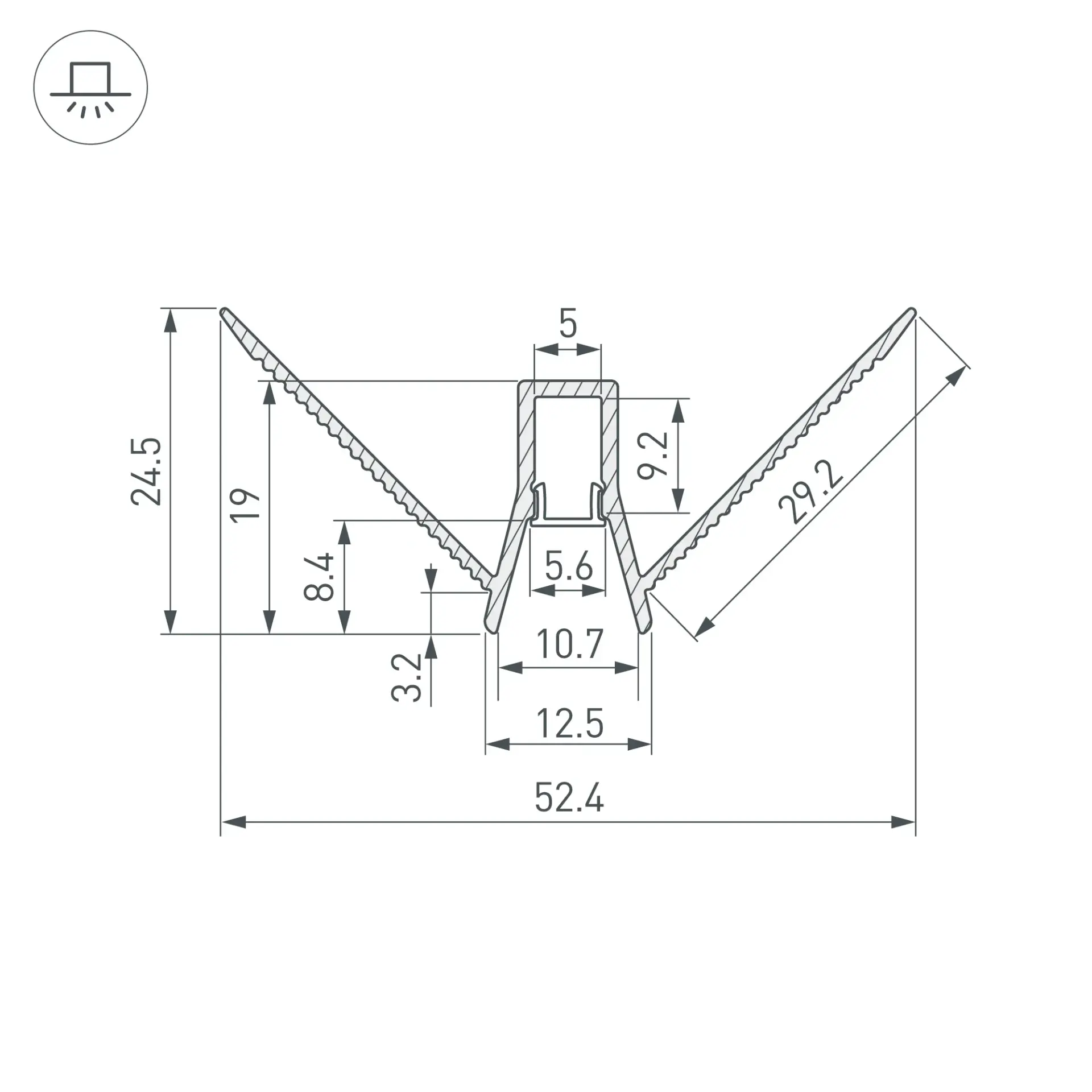 Профиль DECORE-S6-EXT-V-COMFORT-2000 ANOD внешний, ракурс 3
