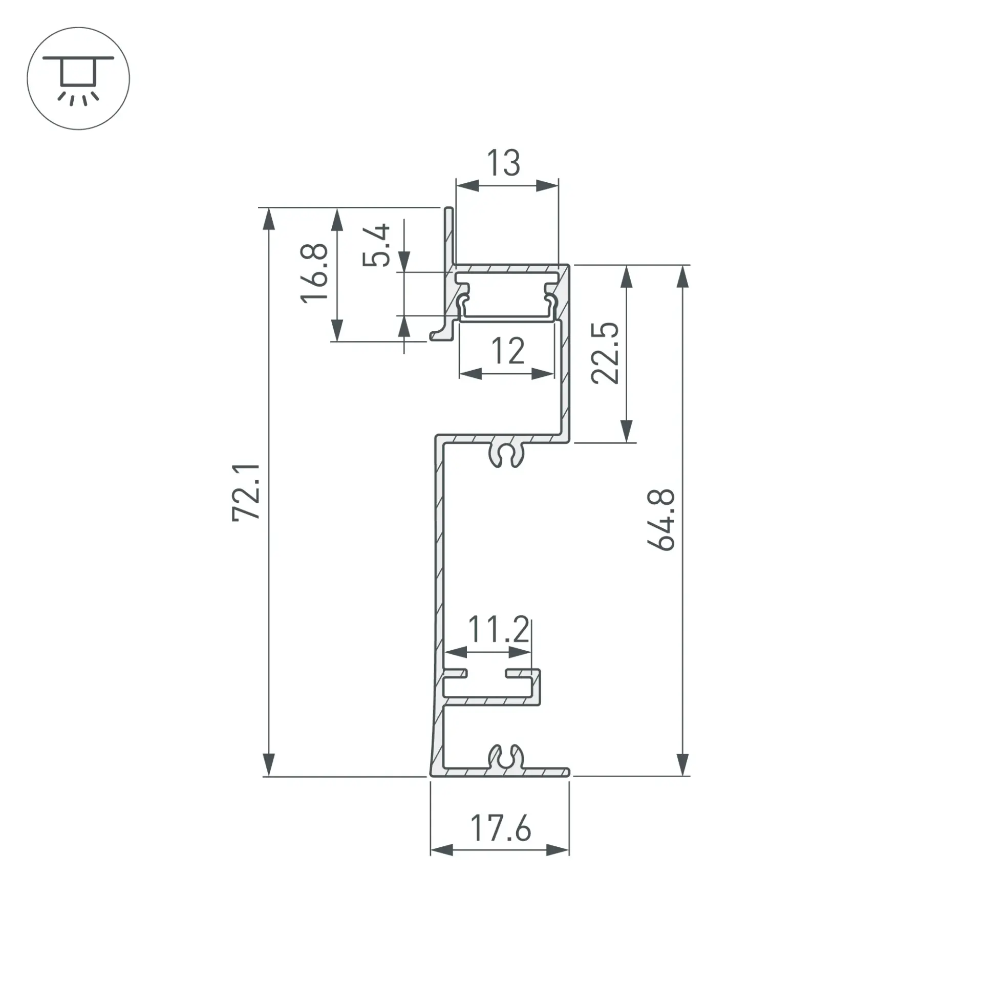 Профиль PLINTUS-H73-F-2000 BLACK, ракурс 4