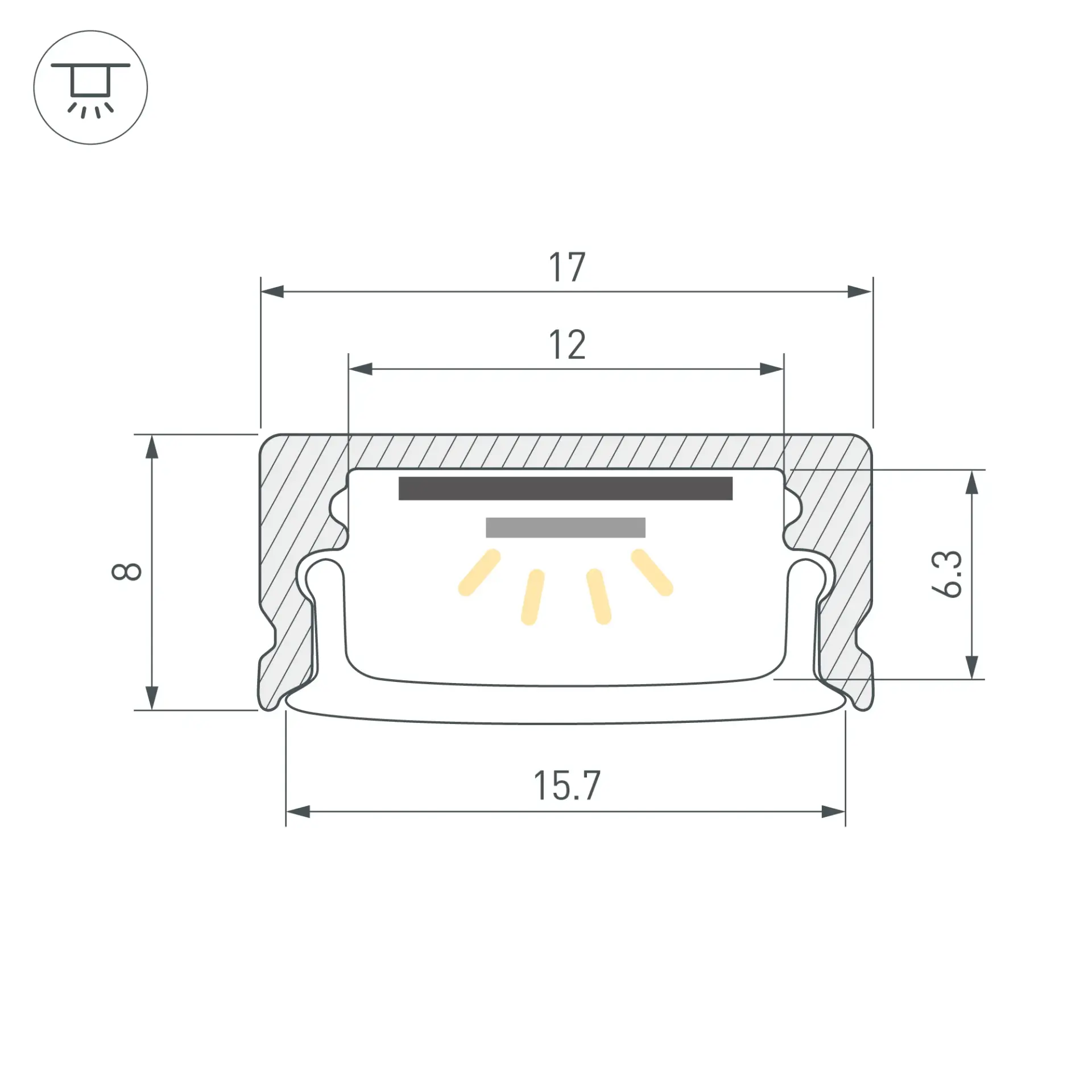 Профиль LINE-1708-2000 WHITE, ракурс 3