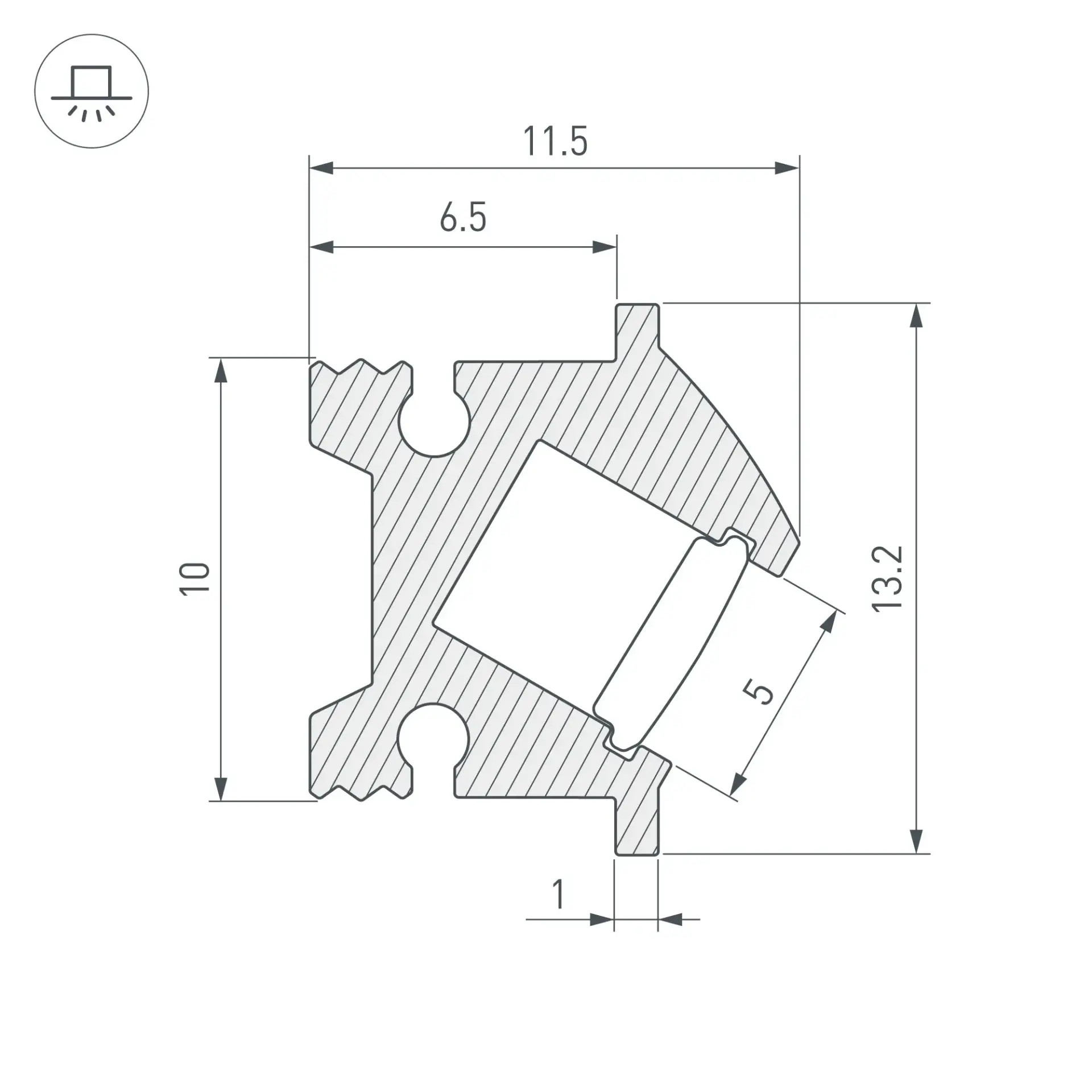 Профиль SL-BEVEL-H12-F13-2000 ANOD IRON GREY, ракурс 3